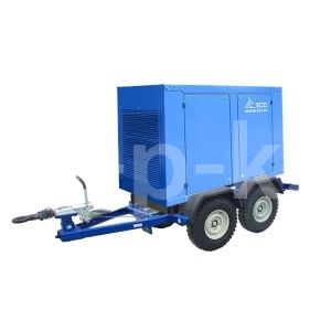 Дизельный генератор ТСС АД-30С-Т400-1РМ19 погодозащитном кожухе на прицепе